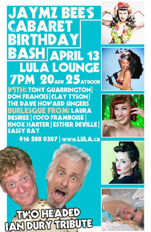 bullhorn media - MONDAY APRIL 13. Jaymz Bee's Cabaret